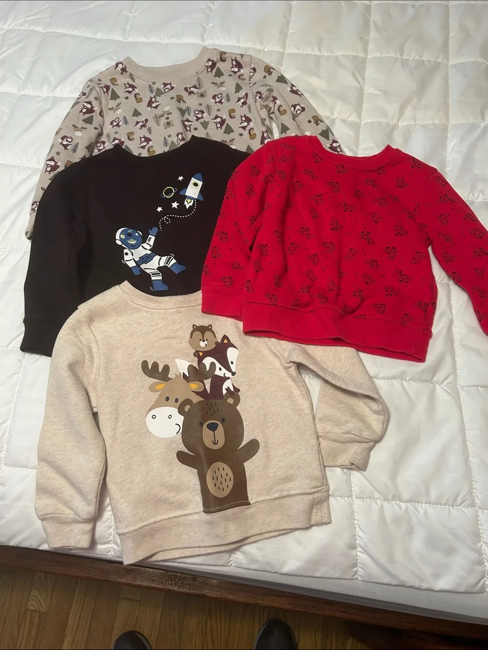 Garanimals Kids Crewneck Sweatshirt - Red, Navy & Beige Animal and Space Prints